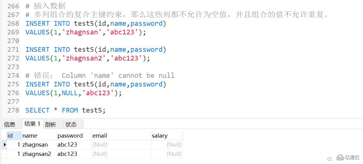 MySQL约束概述及实例分析