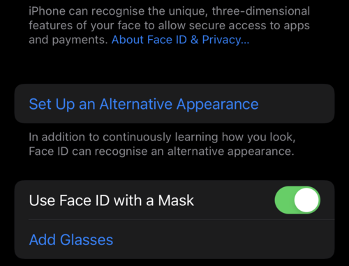 如何在 iPhone 上将眼镜添加到面容 ID