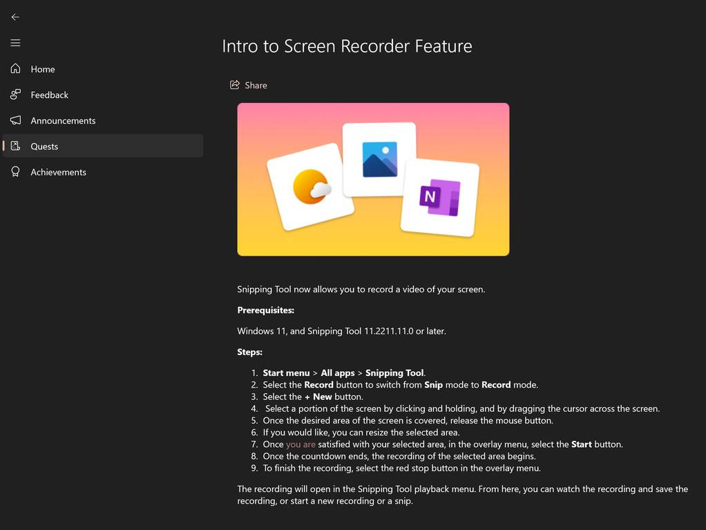 Windows 11 Snipping Tool 可能很快会获得屏幕录制功能