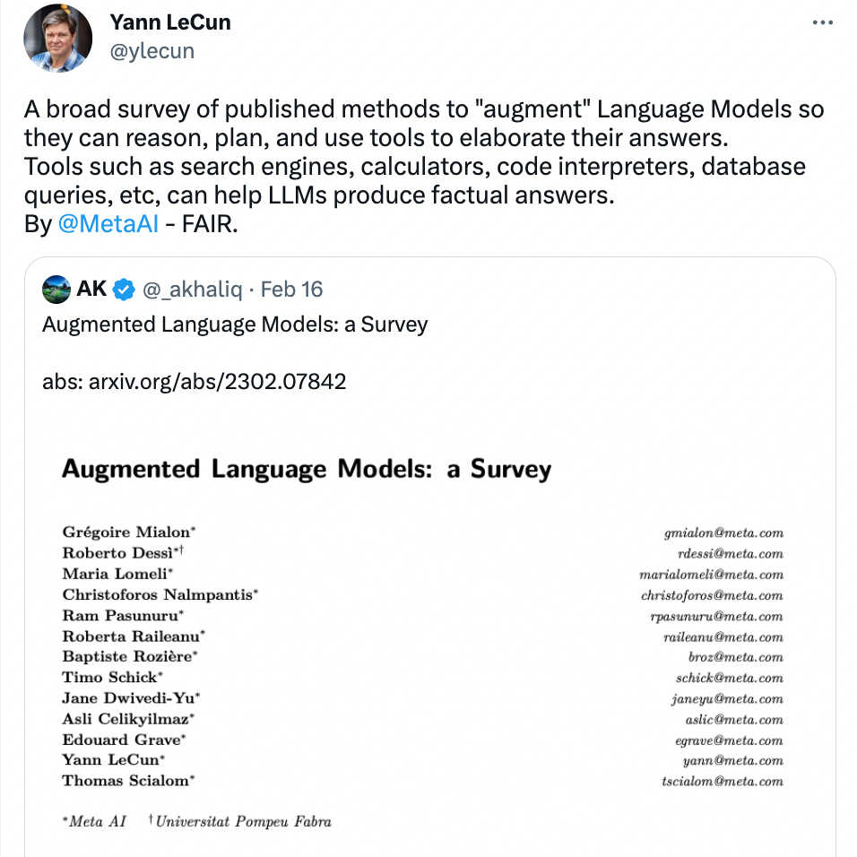 GPT-4发布后,其他大模型怎么办?Yann LeCun:增强语言模型或许是条路