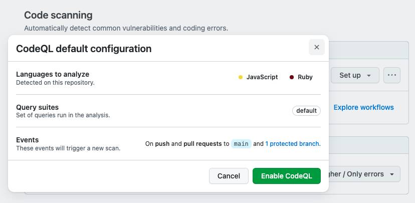 GitHub 为代码扫描提供了新的“默认设置”选项
