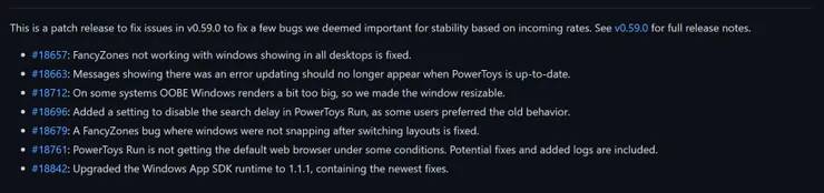 微软发布带有错误修复的 PowerToys v0.59.1
