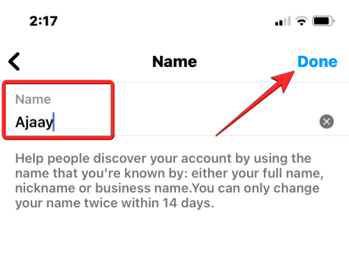 如何在 14 天前更改 Instagram 上的名称