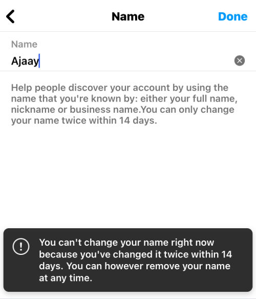 如何在 14 天前更改 Instagram 上的名称