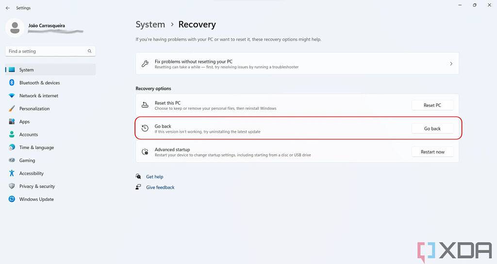 如何从 Windows 11 版本 22H2 回滚