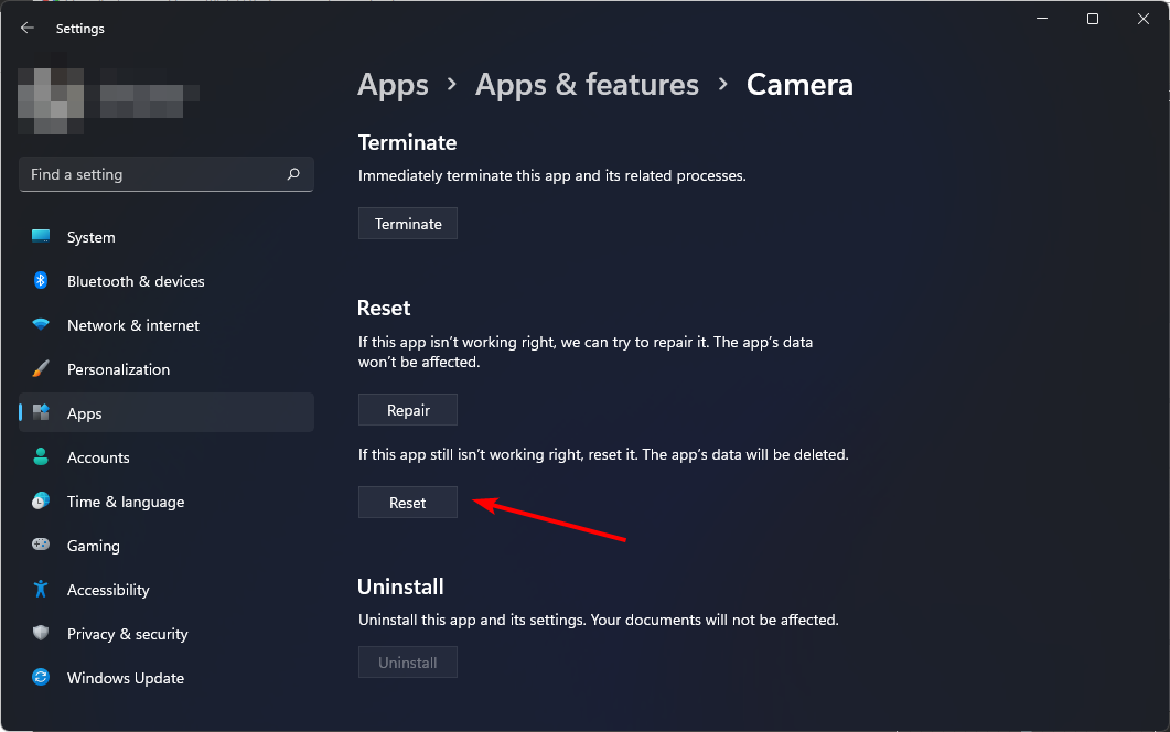 Reset-camera-app