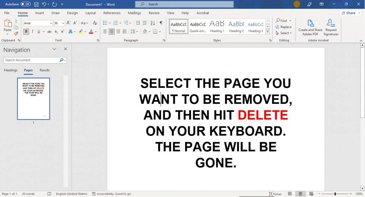 如何在 Microsoft Word 中删除页面?