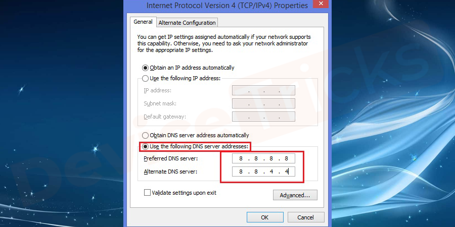 ipv4-Use-the-following-DNS-Server-8888