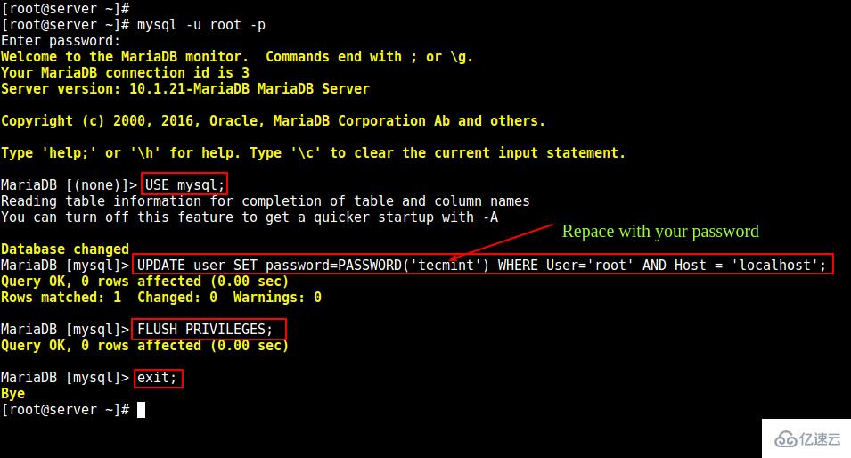 如何在Linux中重置MySQL/MariaDB的Root密码