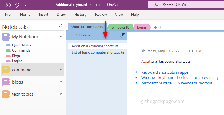 如何在 OneNote 中重新安排分区和页面面板