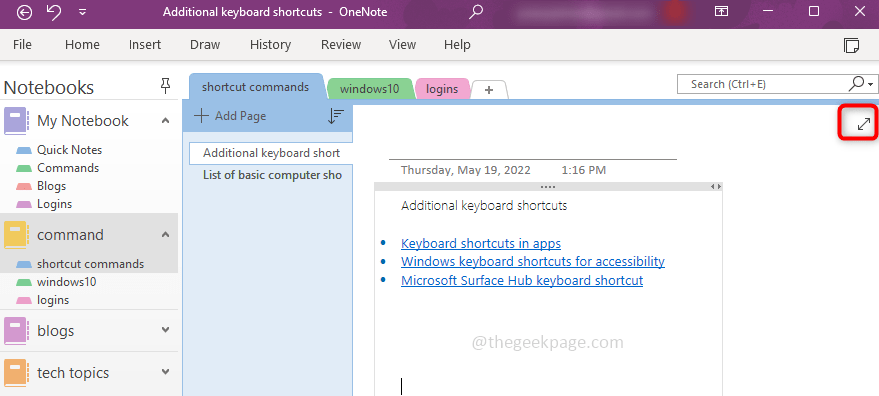 如何在 OneNote 中重新安排分区和页面面板