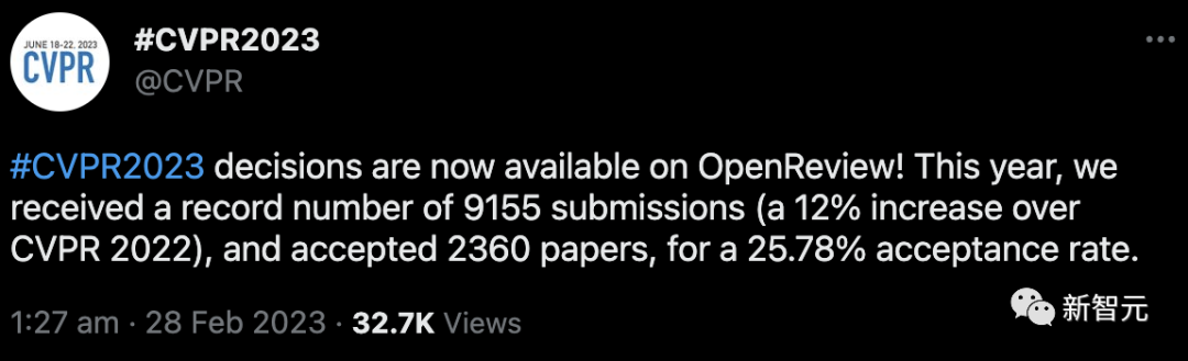 CVPR 2023放榜,录用率25.78%!2360篇论文被接收,提交量暴涨至9155篇