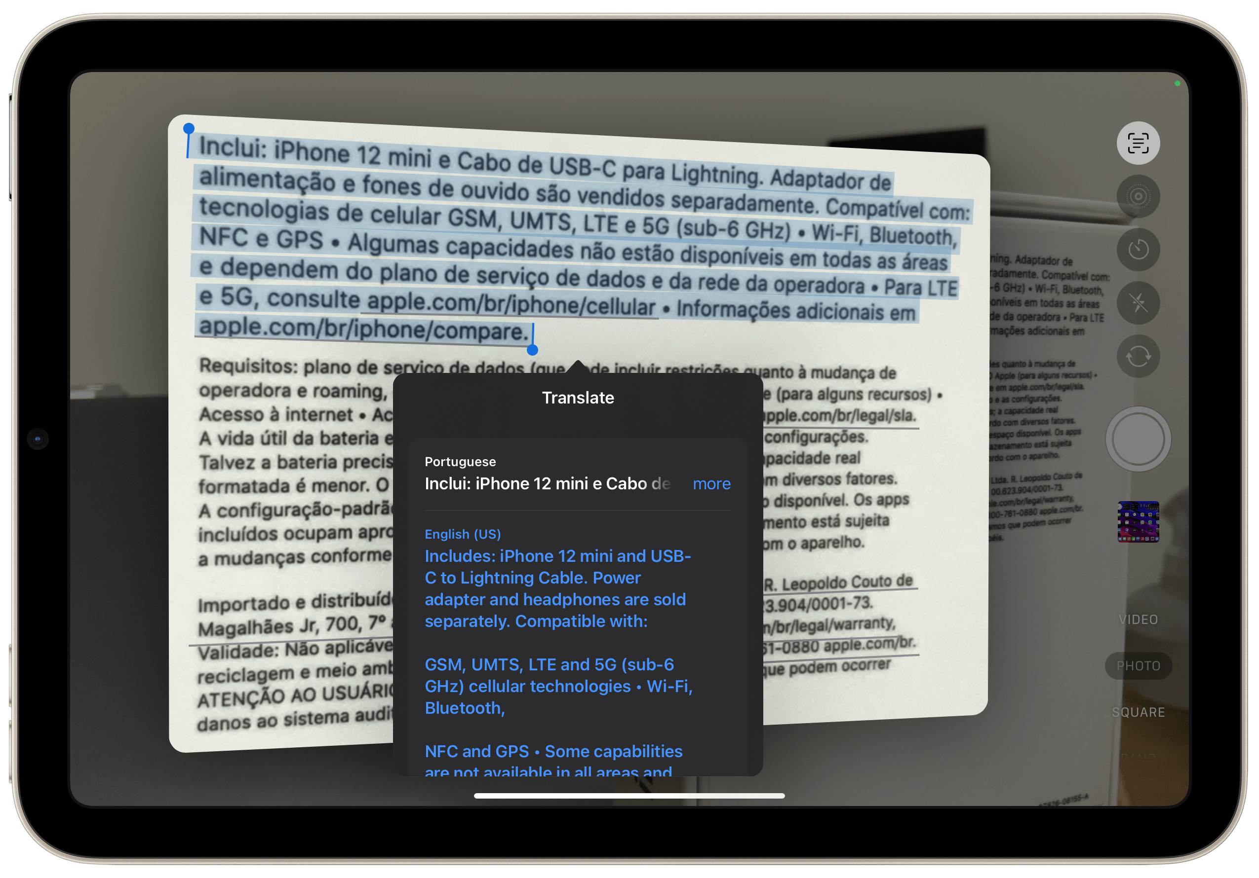 如何在装有 iPadOS 16 的 iPad 上使用相机翻译文本