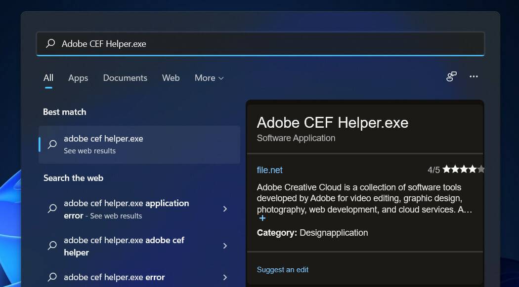 修复:Adobe CEF Helper.exe 导致 Windows 11 中的 CPU 过高
