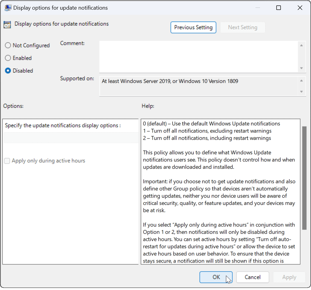 如何在 Windows 11 上禁用更新通知
