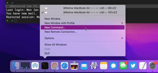 直接从 Mac 上的 Dock 运行新的终端命令