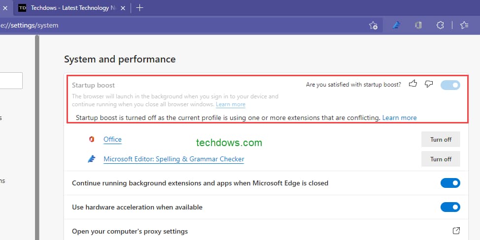 修复 Microsoft Edge 的启动加速因扩展冲突而关闭