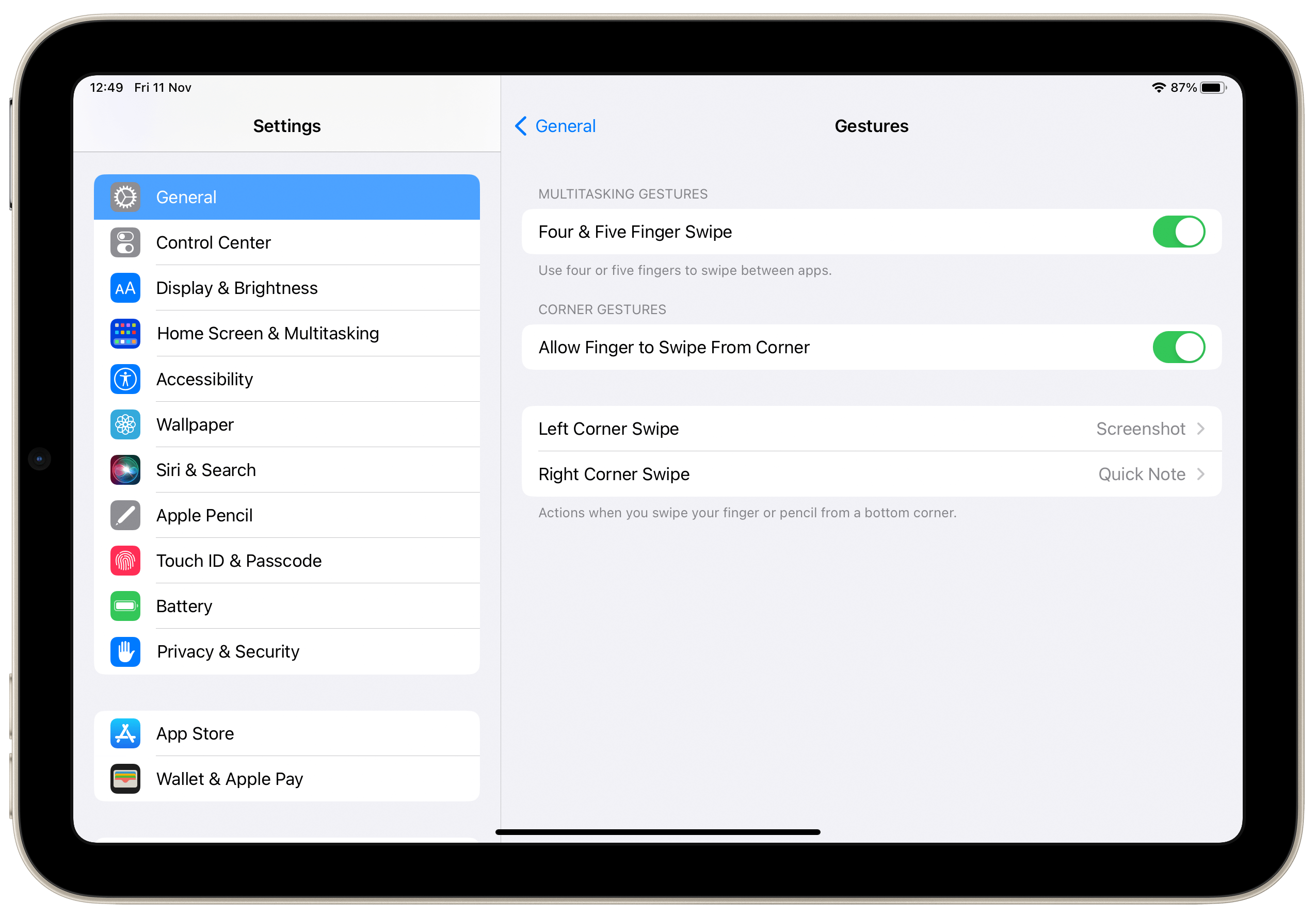 这是在 iPadOS 16 上使用手势在 iPad 上截取屏幕截图的方法
