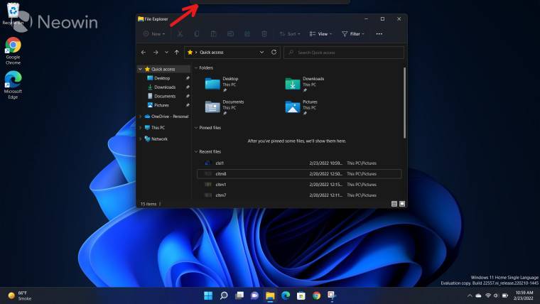 Windows 11 Dev Channel build 22557 中的对齐布局
