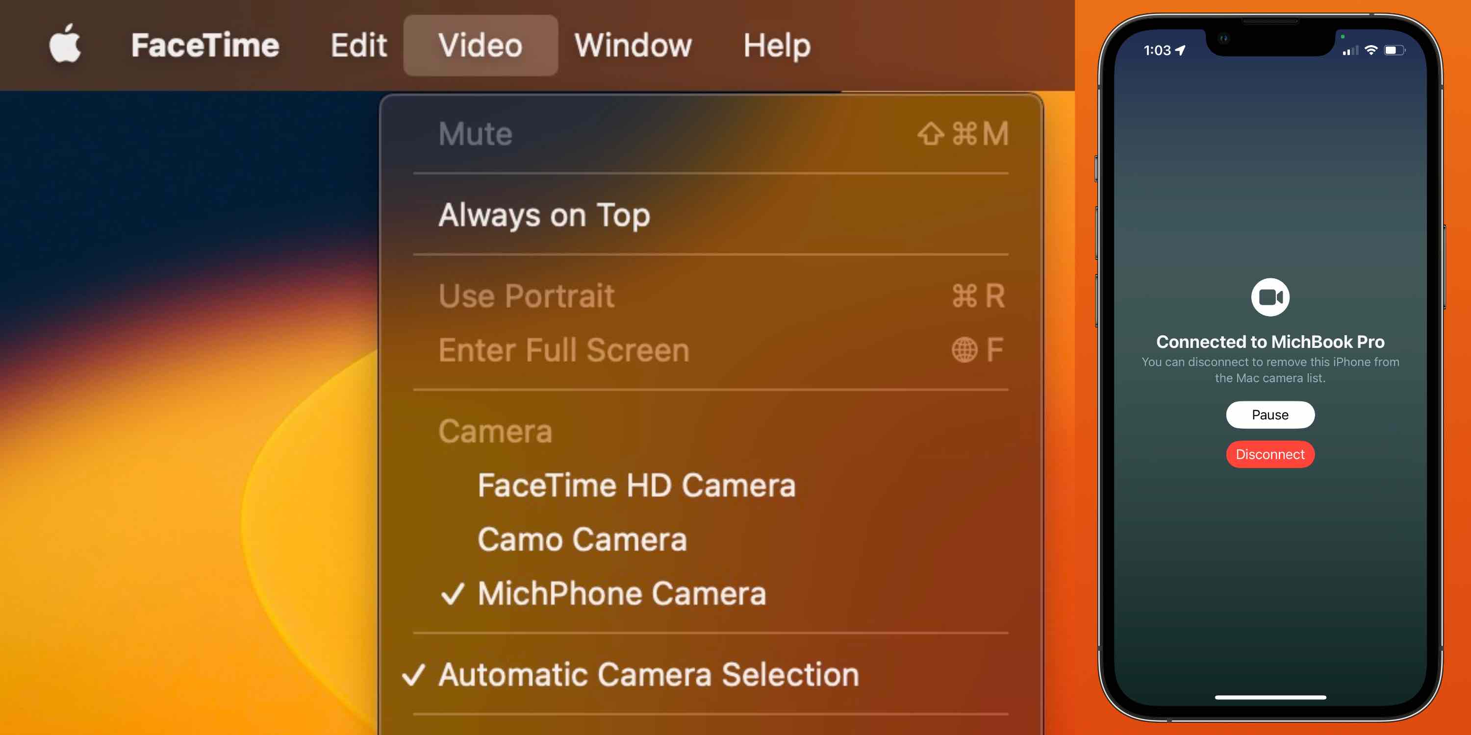 iPhone 作为 Mac 网络摄像头:如何在 iOS 16 和 macOS Ventura 中使用连续互通摄像头