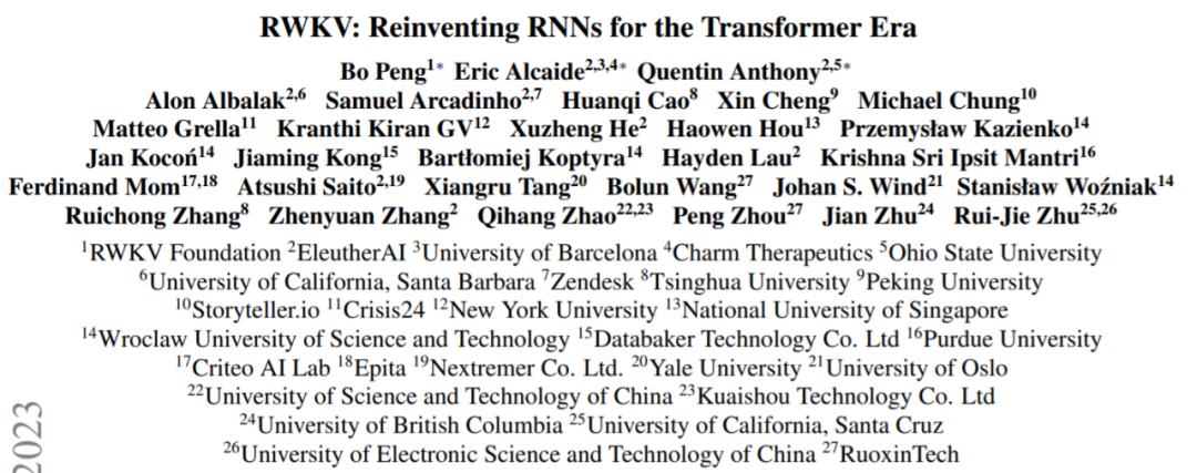 在Transformer时代重塑RNN,RWKV将非Transformer架构扩展到数百亿参数