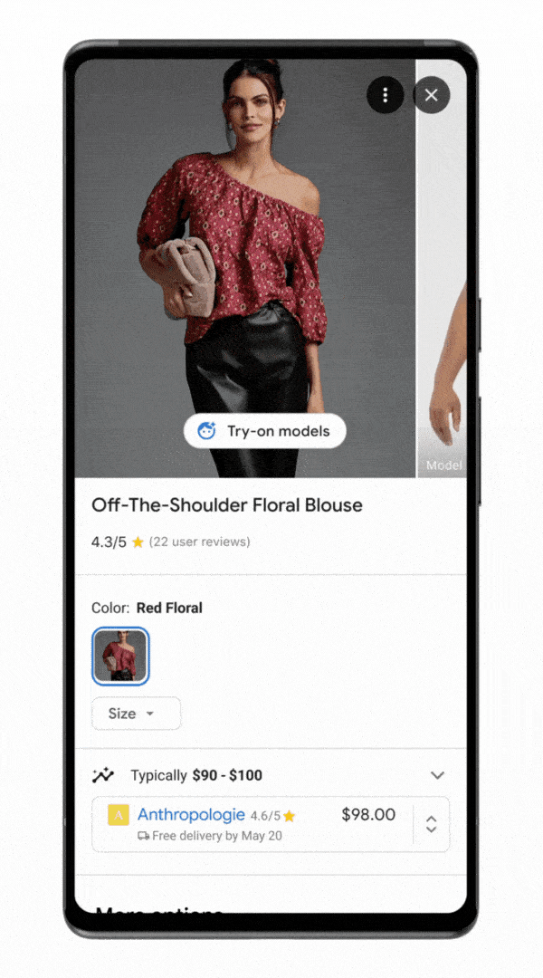 Google 利用 AI 为在线购物应用带来真人模特虚拟换衣体验