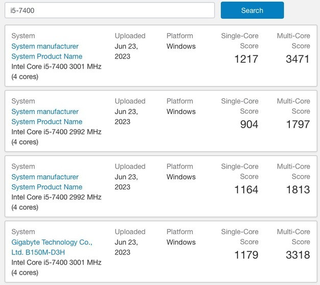 N100处理器与i5-7400 在Geekbench 6测试中得分接近