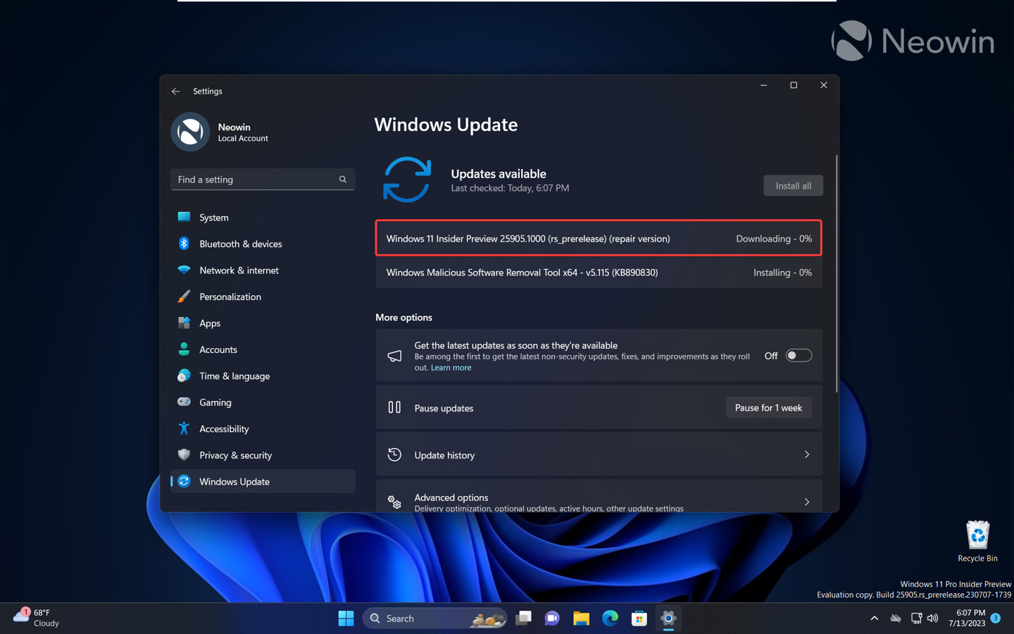 Windows 11 Build 25905 预览版隐藏特性：用 Windows Update 修复系统