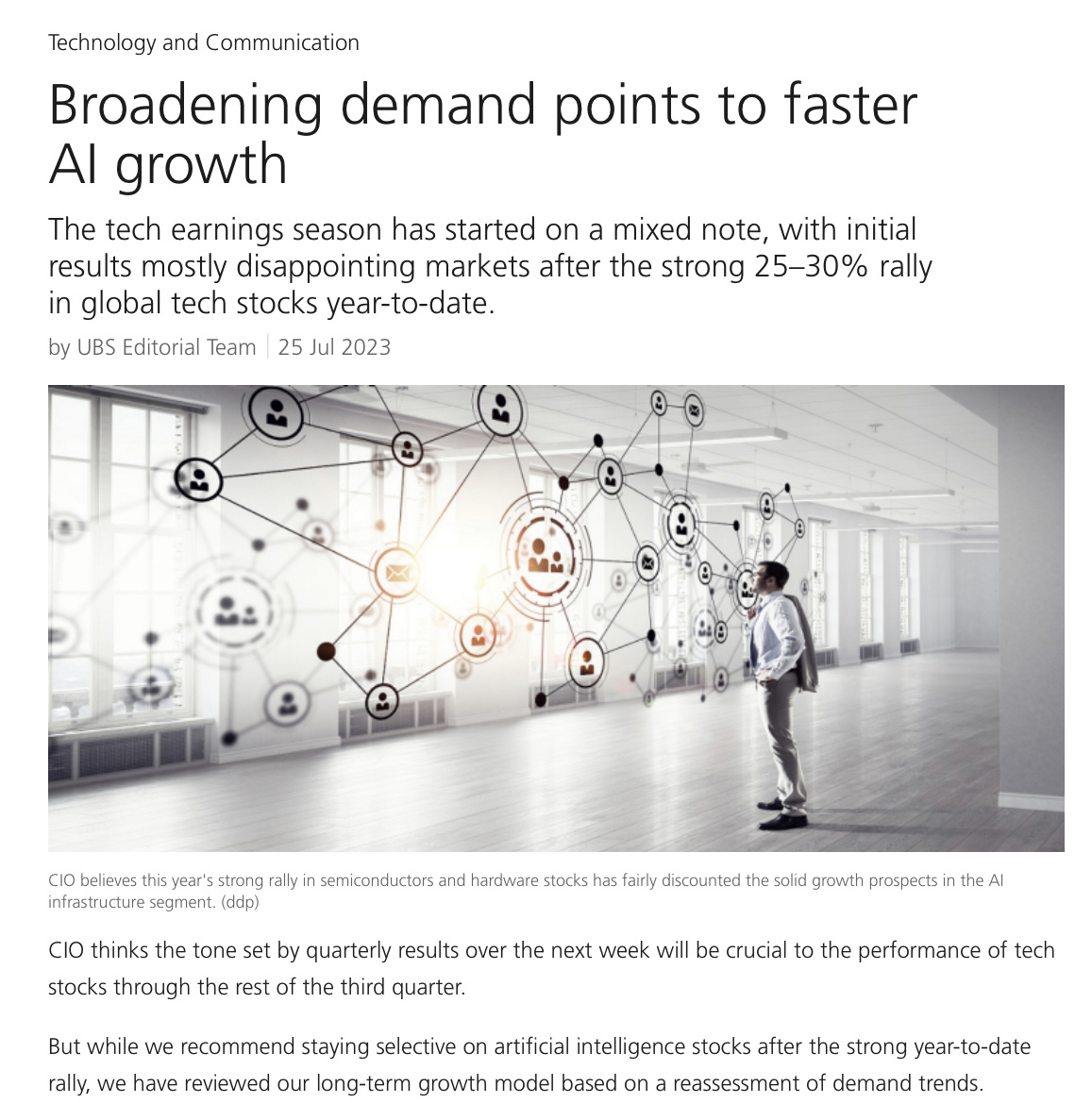 瑞士银行:预测 2022-2027 年 AI 需求将以每年61% 的速度增长