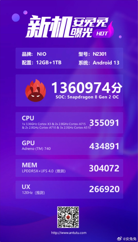 细解蔚来手机性能,安兔兔跑分曝光!