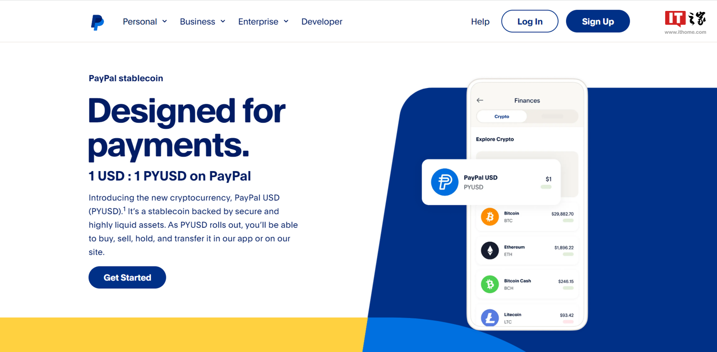 PayPal发布1:1的PYUSD稳定币，与美元等值