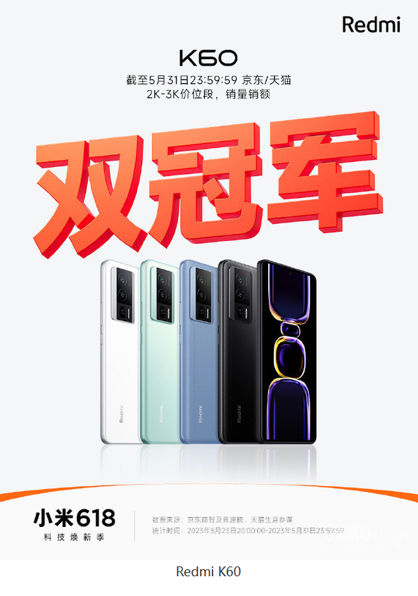 Redmi K60震撼销量、销额双冠！强劲优惠，2K-3K价位段独尊！