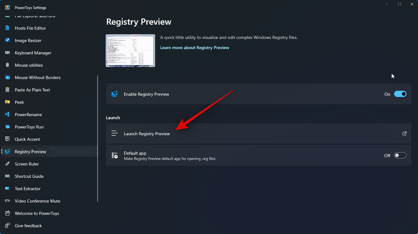 如何在 Windows PowerToys 中使用注册表预览编辑注册表文件