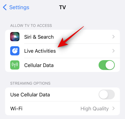 如何在iPhone上的苹果电视应用程序上禁用实时活动