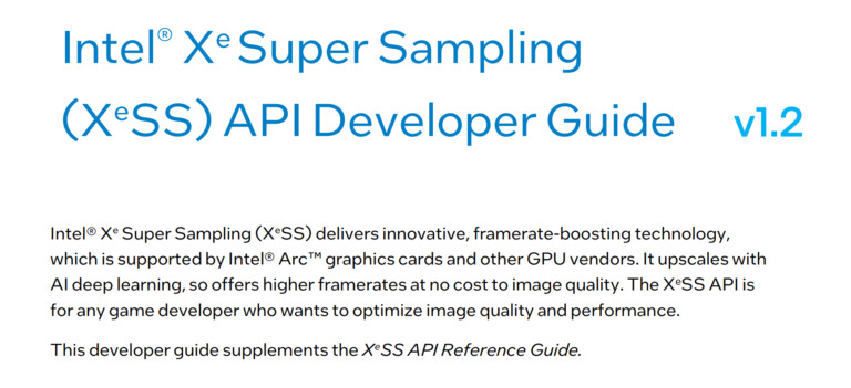 英特尔发布 XeSS 1.2 SDK,关键文件仍未开源