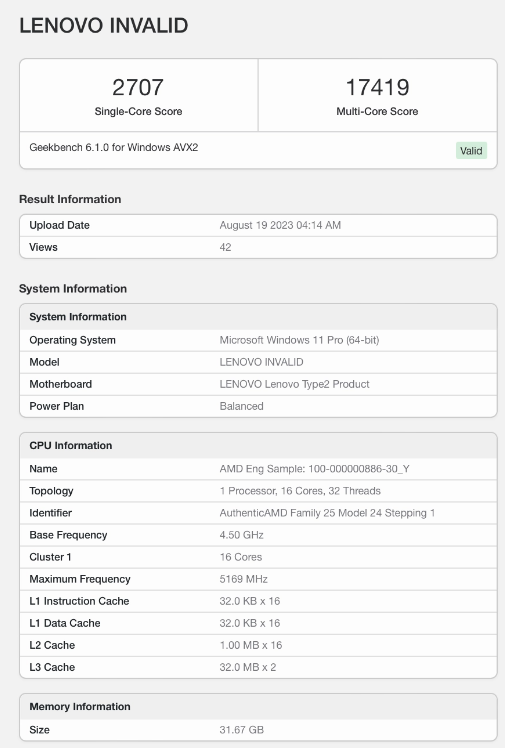 Geekbench测试中曝光AMD全新16核Threadripper处理器!