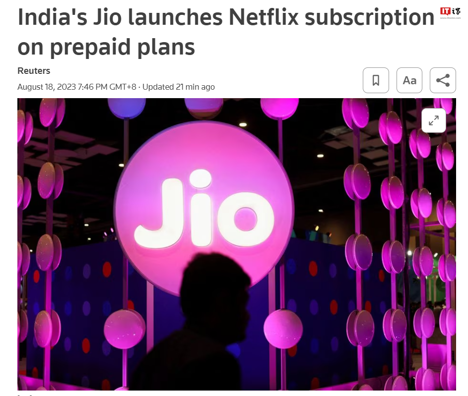 Jio推出Netflix预付订阅服务,有效期为84天,提供给印度电信用户使用