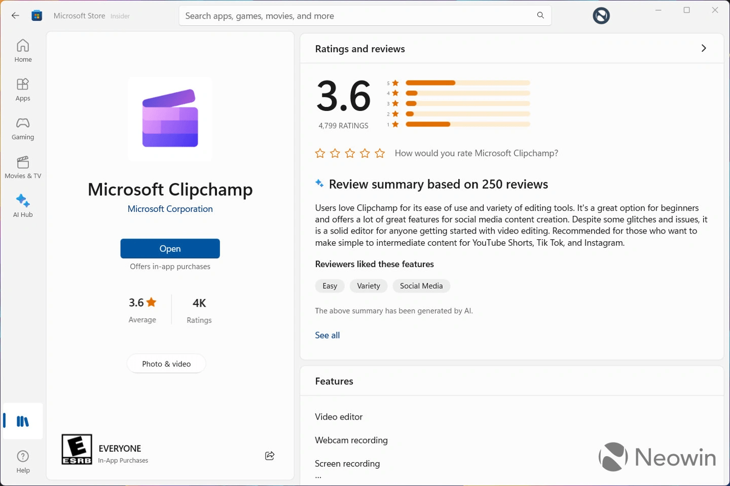 微软 Windows 11 应用商店推出 AI 摘要功能,可根据 App 评价生成总结
