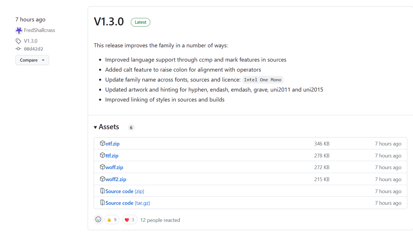 英特尔发布最新版本的开源字体 One Mono v1.3,专为开发者定制