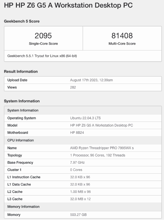 Geekbench揭秘:AMD Threadripper PRO 7995WX多核性能惊艳