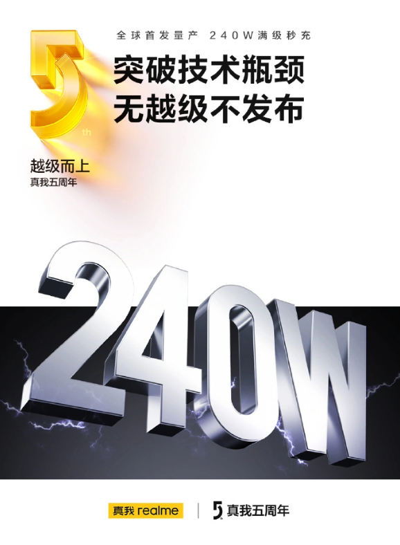 真我GT5震撼登场!双重选择240W与150W,realme引领快充新纪元!