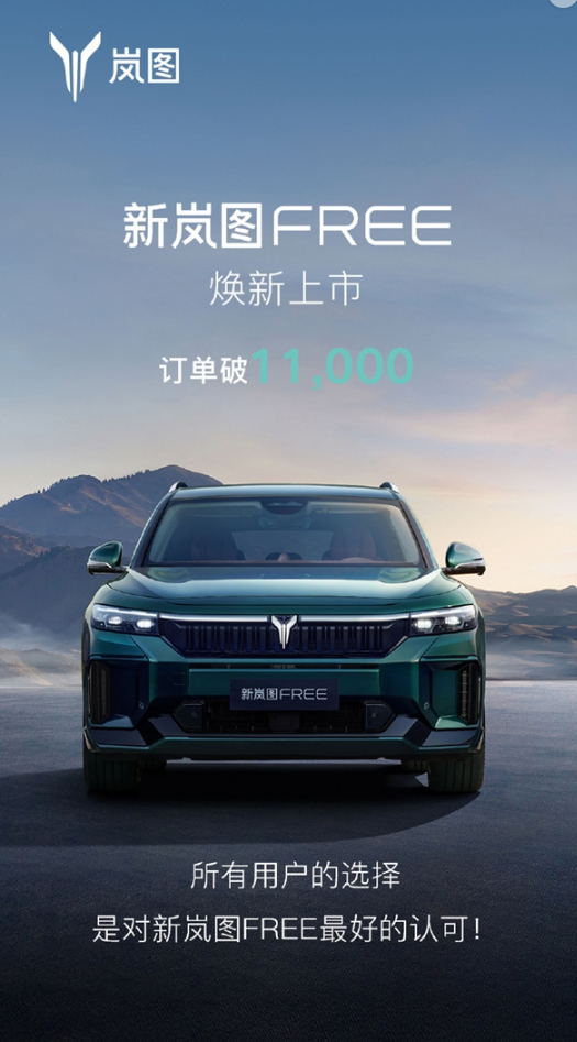 岚图FREE惊艳上市,短短一周订单突破万台