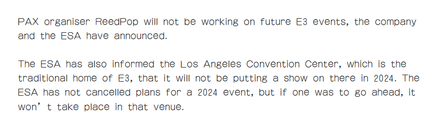 E3 游戏展面临重大挑战:运营商宣告退出,2024 年展会还将面临取消