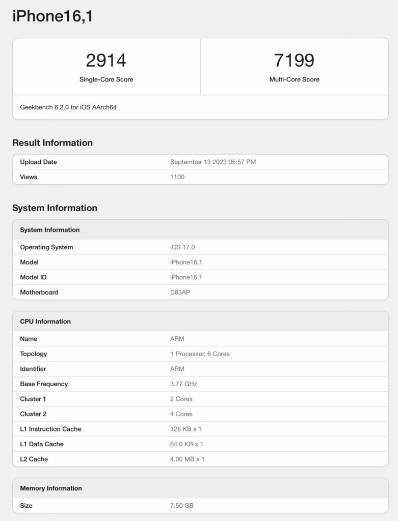 iPhone 15 Pro A17 Pro Geekbench 跑分曝光 性能接近 M1