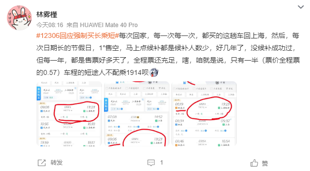 12306 回应压票再放票:不存在陆续放票的情况,优先满足长途旅客