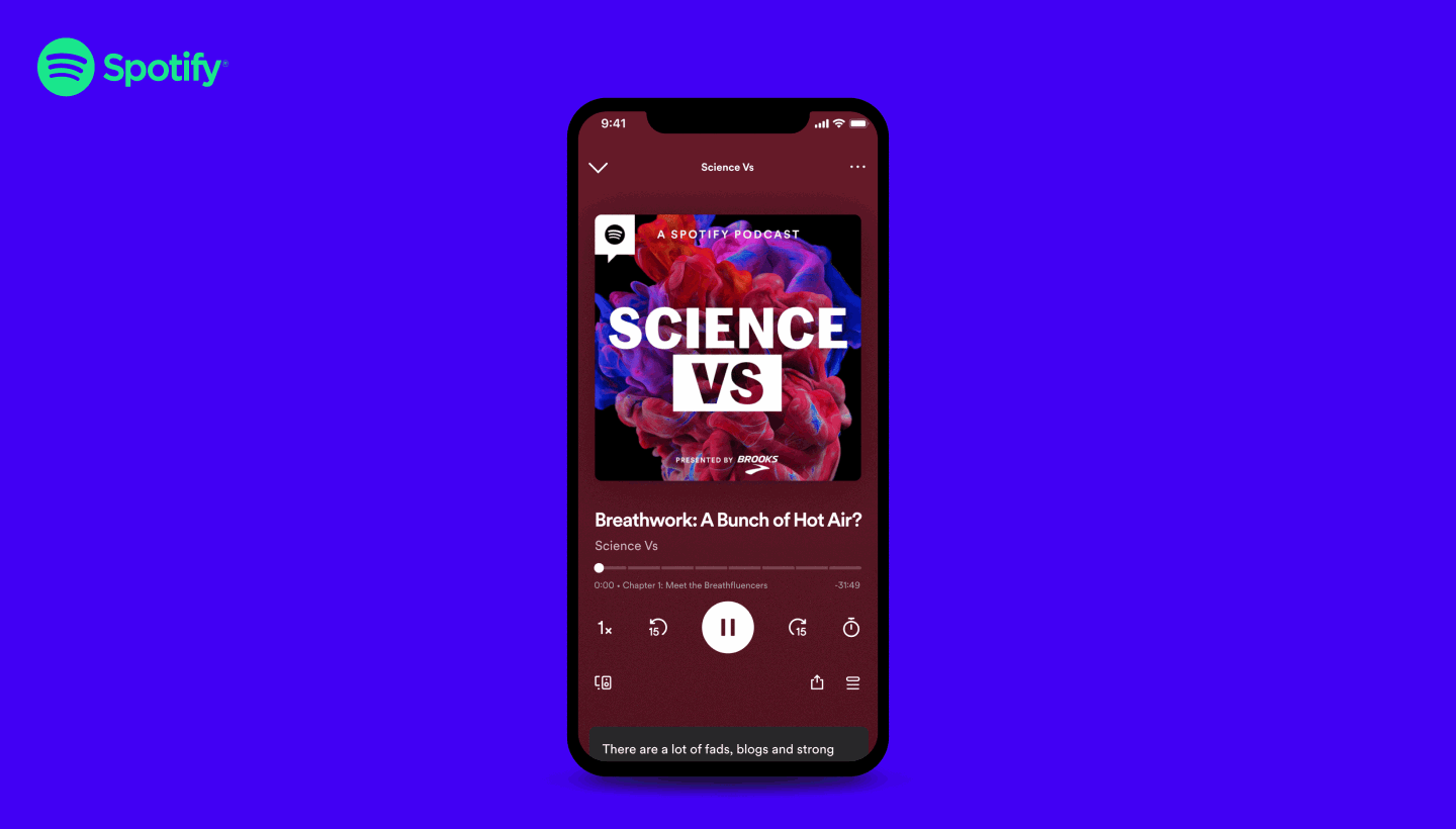 Spotify推出全新功能:自动转录和与时间同步的播客,更新节目页面