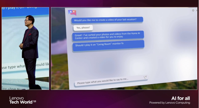 杨元庆公布联想首款 AI PC:可运行个人大模型,最快明年 9 月上市
