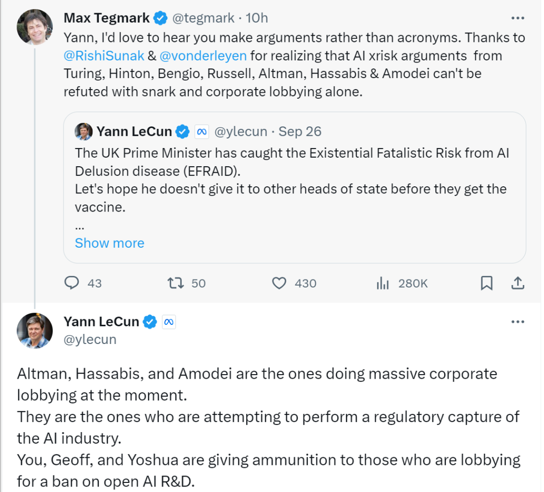 图灵奖得主吵起来了,LeCun:Bengio、Hinton等的AI灭绝论是荒谬的