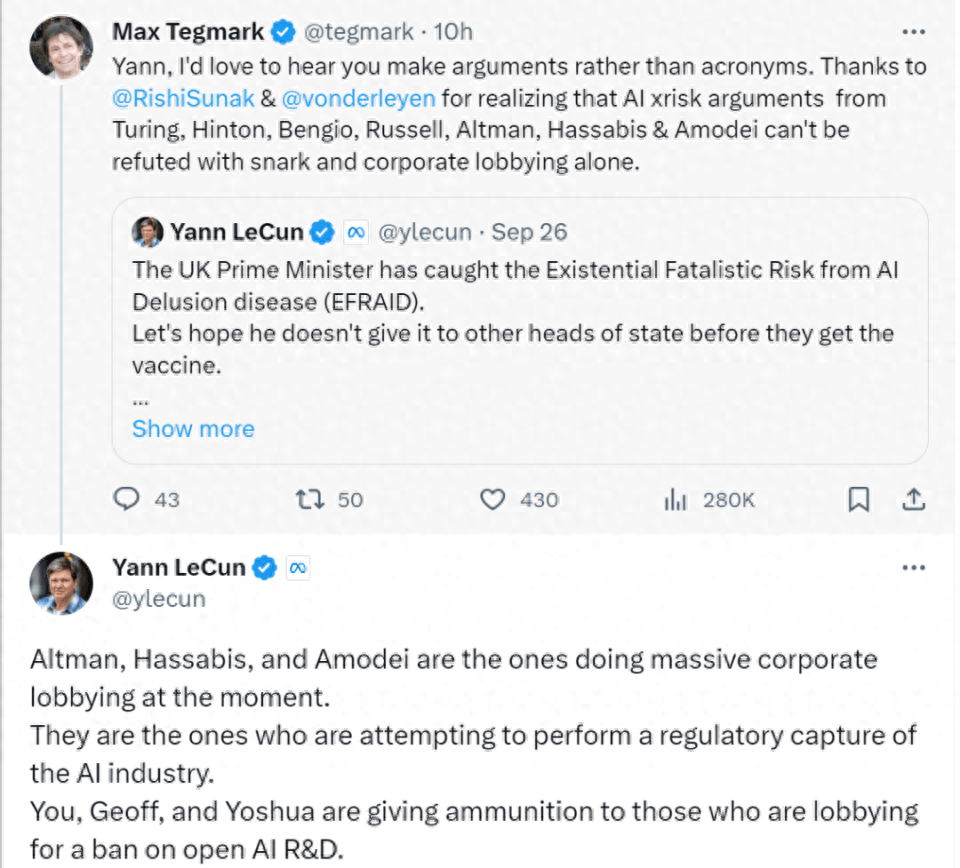 图灵奖得主吵起来了,LeCun:Bengio、Hinton等AI灭绝论是荒谬的