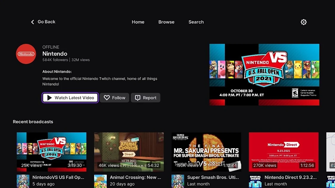 Twitch 应用将从任天堂 Switch 平台下架,无法观看直播